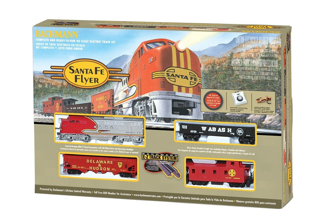 Bachmann 647 HO Scale Santa Fe Flyer Train Set - New