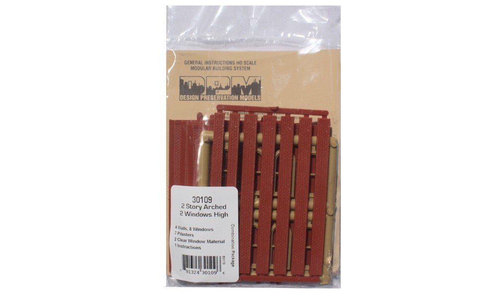 DPM 30109 HO Scale MBS Two - Story Arched 2 - Window (High) Wall Section - Oakville Model Trains Depot