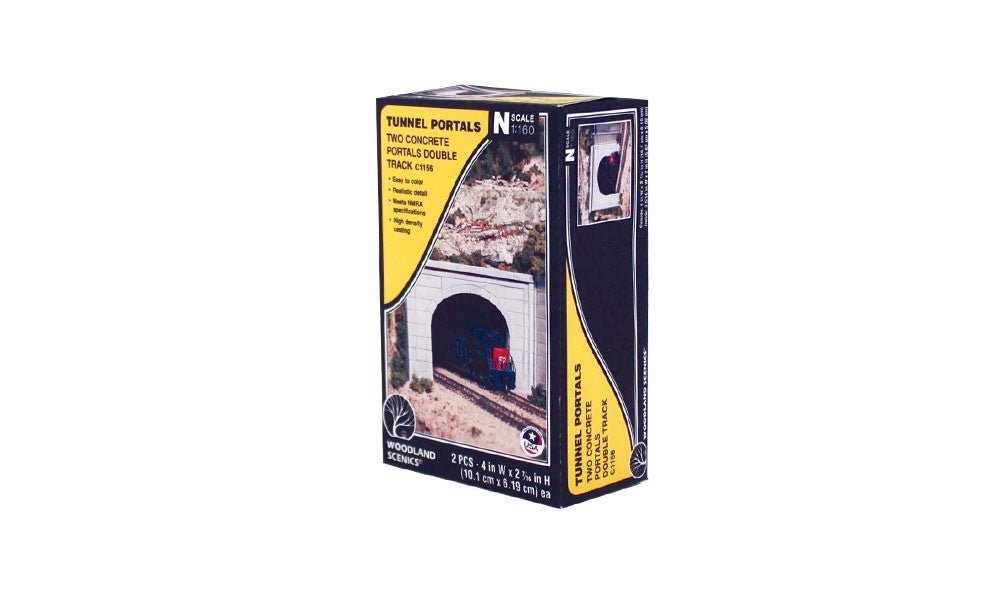 Woodland Scenics 1156 N Scale Concrete Double Tunnel Portal 2pcs - Oakville Model Trains Depot