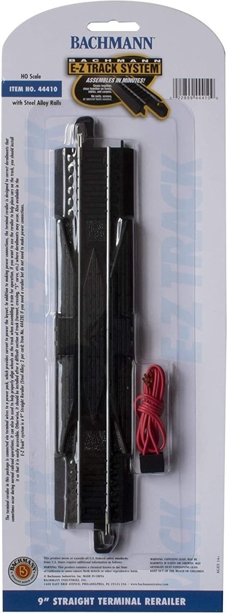 Bachmann 44410 HO Scale EZ - Track 9" Straight Terminal Rerailer With Wire - Oakville Model Trains Depot
