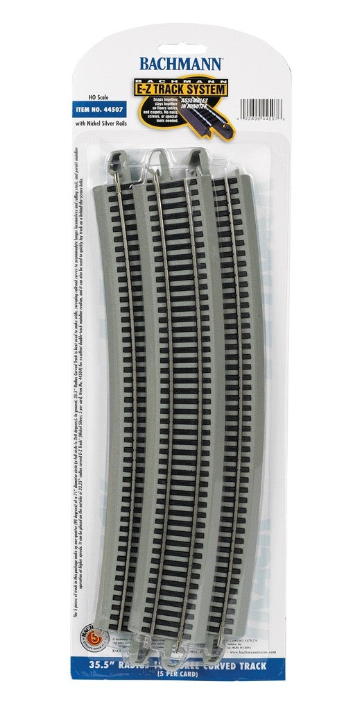 Bachmann 44507 HO Scale EZ-Track 33.5" Radius 18 Degree Curve Track - 5pcs