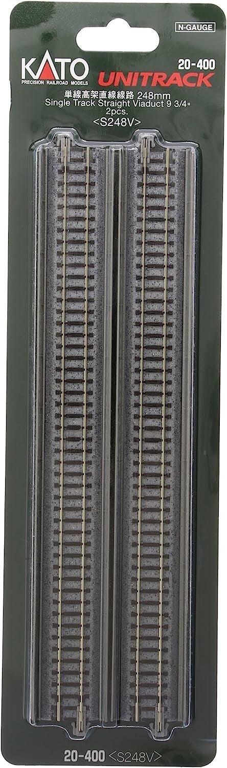 Kato 20-400 N Unitrack 248mm (9 3/4") Single Track Straight Viaduct Track - 2pcs