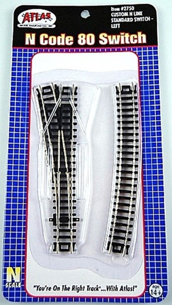Atlas 2750 N Scale Code 80 #4 Custom LH Left Hand Standard Turnout