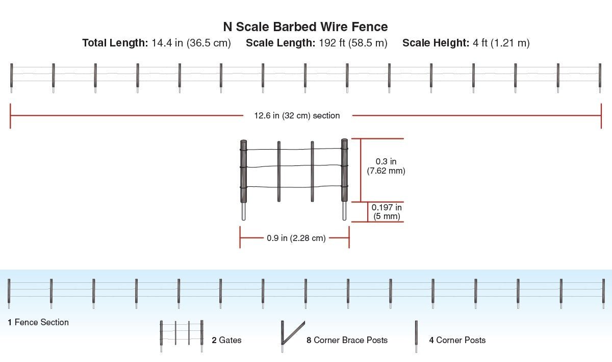 Woodland Scenics A2990 N Scale Barbed Wire Fence - Oakville Model Trains Depot