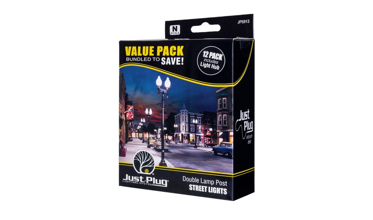 Woodland Scenics JP5913 N Scale Double Lamp Post Value Pack Just Plug - New
