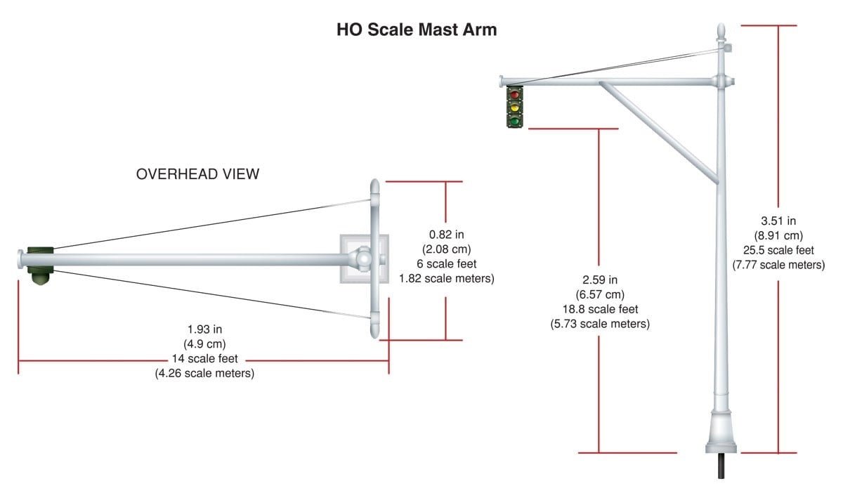 Woodland Scenics JP5653 HO Scale Mast Arm Traffic Lights - Oakville Model Trains Depot