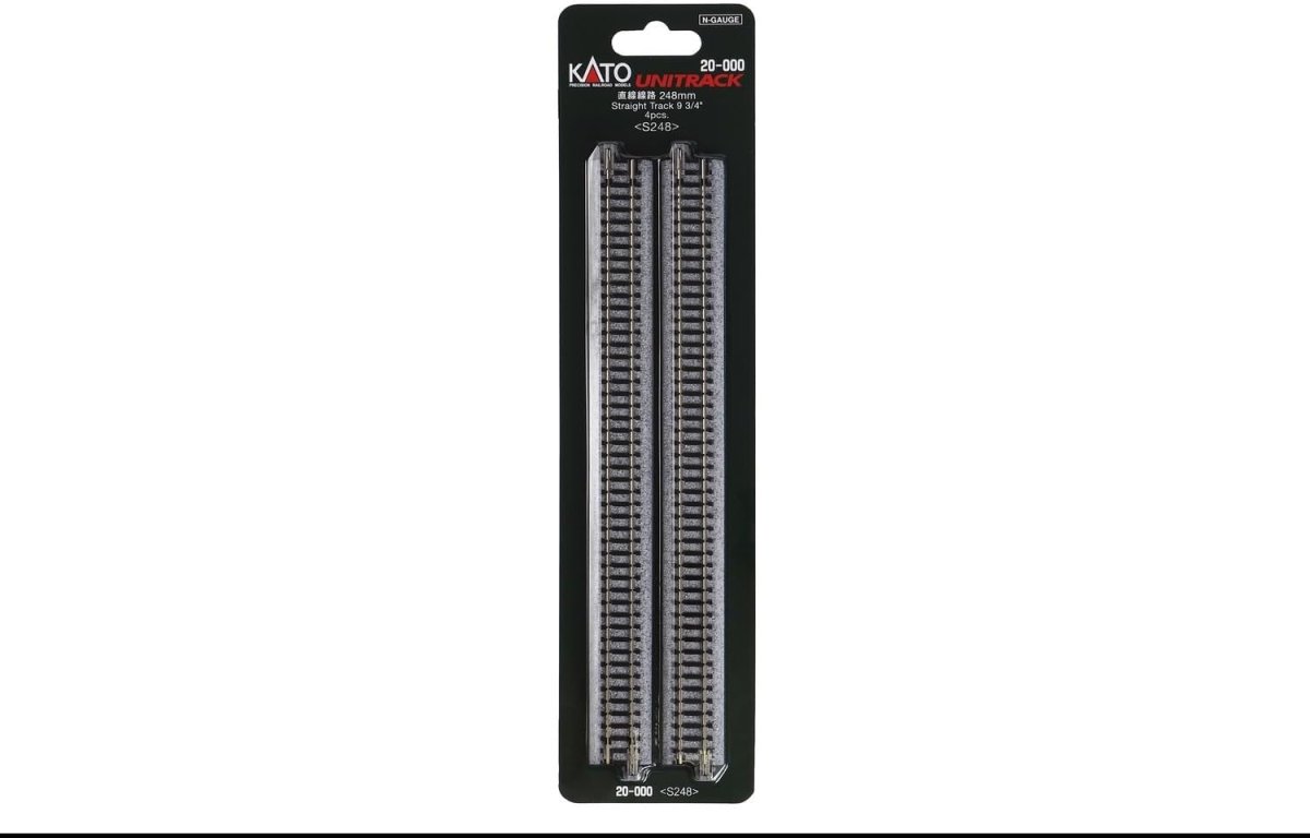 KATO 20 - 000 N Scale Unitrack S248 248mm (9 - 3/4") Straight Track - 4 - Pack - Oakville Model Trains Depot