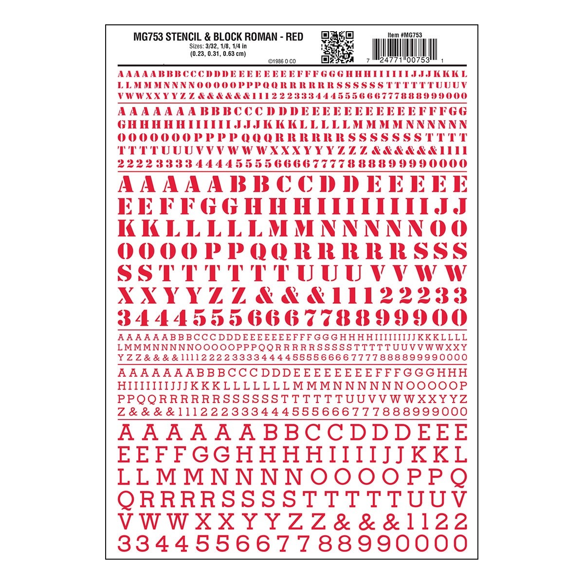 Woodland Scenics MG753 Stencil & Block Roman Red Decals