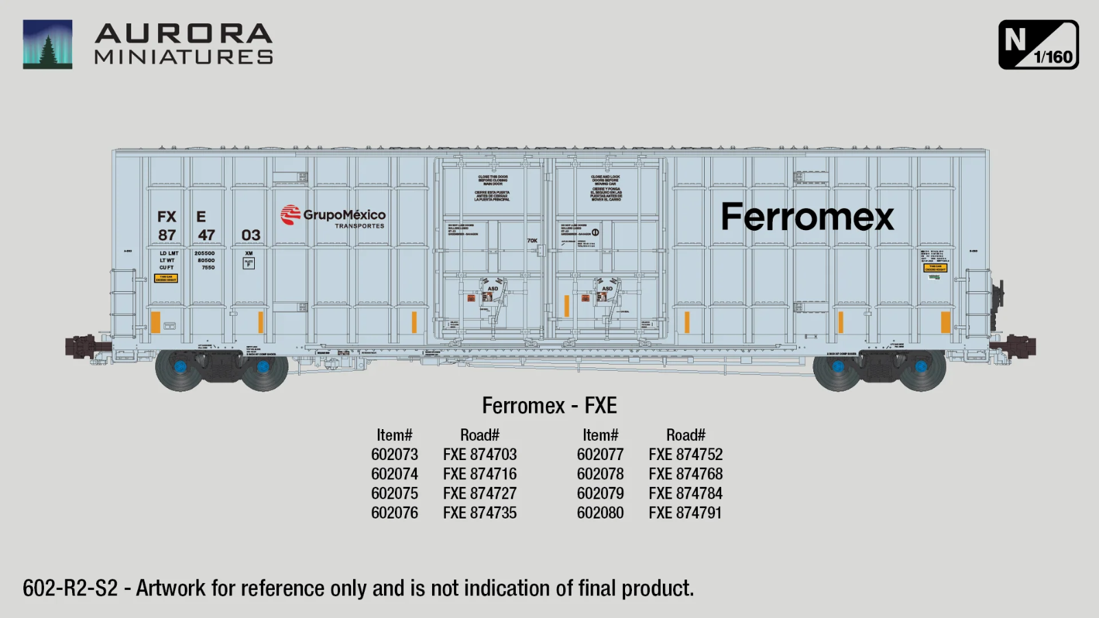 Aurora Miniatures 602079 N Greenbrier 7550 cf 60’ Plate F Boxcar #874784 - New