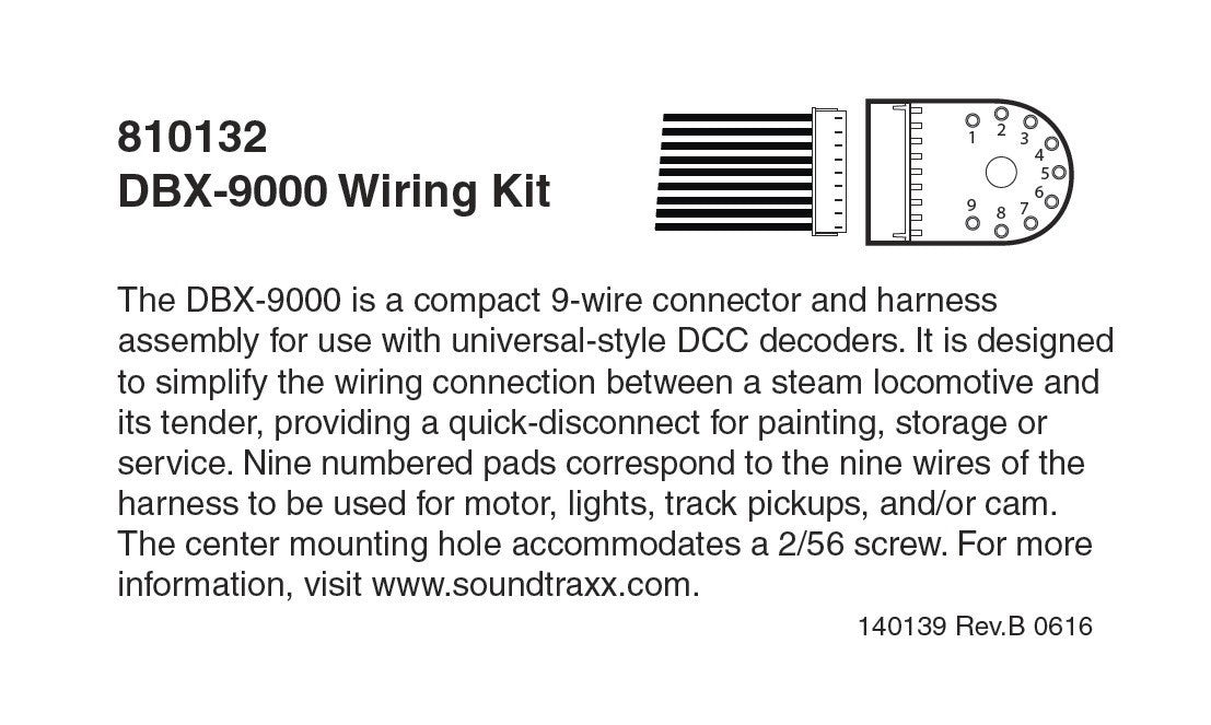 SoundTraxx 810132 DBX-9000 Locomotive-To-Tender Wiring Kit
