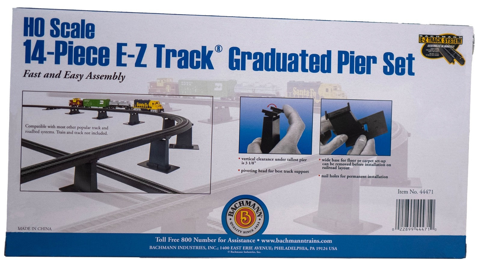 Bachmann 44471 HO Scale EZ-Track 14-Piece Graduated Pier Set - New