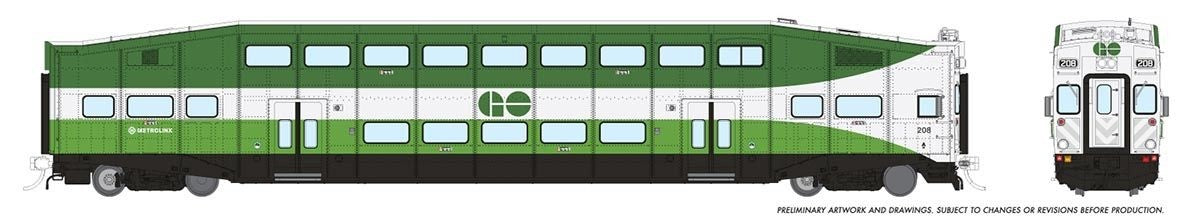 Rapido 146040 HO Scale GO Transit/MX: Set #1 (Cab: 208 Coaches: 2838 2850) - New