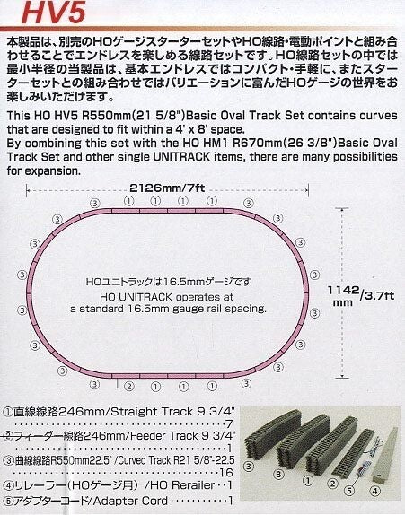 Kato 3-115 HO Scale HV-5 R550mm 21-5/8" Basic Oval Track Set - New