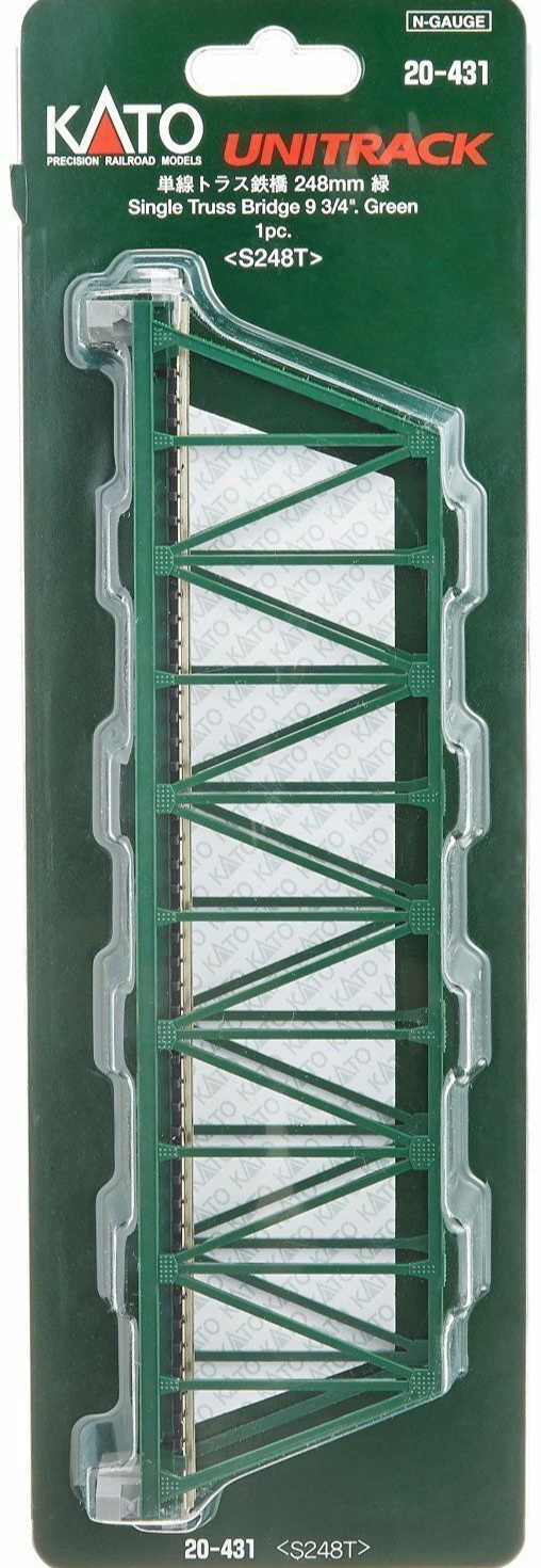 Kato 20-431 N Scale Unitrack Single Track Truss Bridge 248mm (9 3/4") - Green