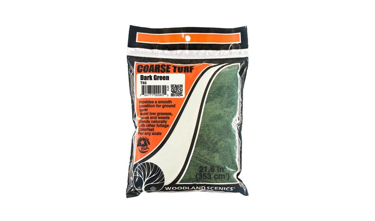 Woodland Scenics T65 Coarse Turf Dark Green Bag - Oakville Model Trains Depot
