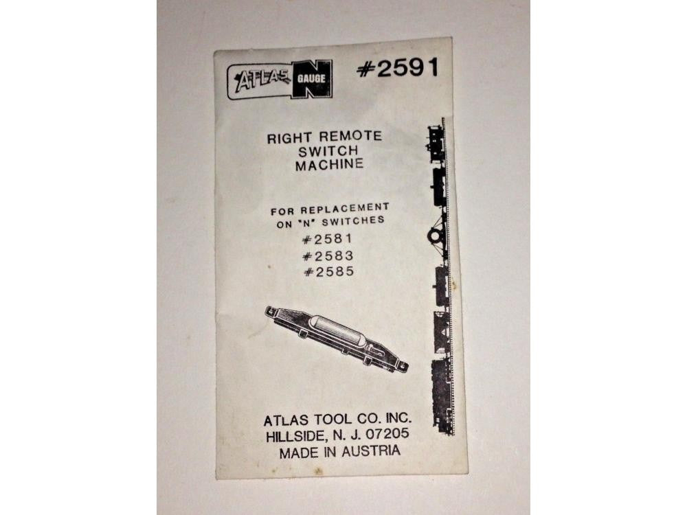 Atlas 2591 N Scale Right Remote Switch Machine