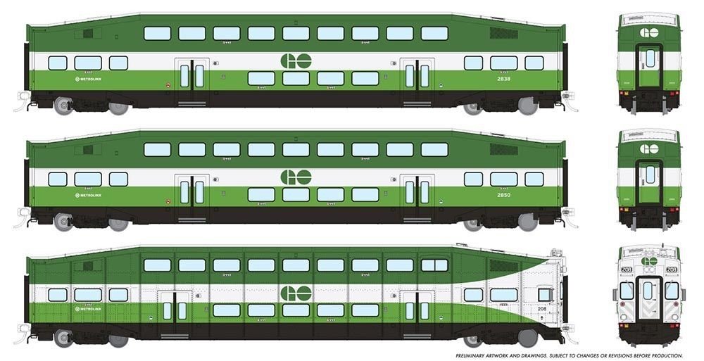 Rapido 146041 HO Scale GO Transit/MX: Set #2 (Cab: 212 Coaches: 2846 2857)