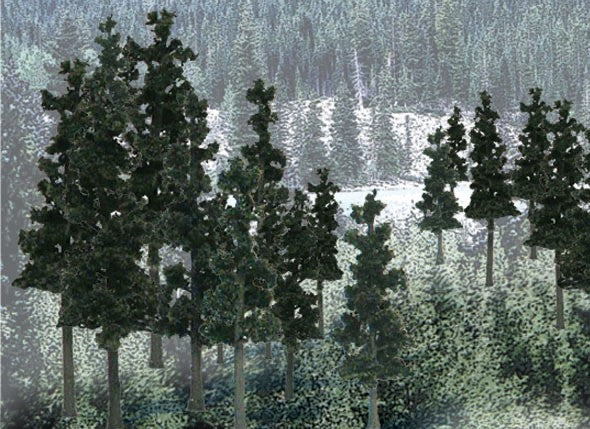Woodland Scenics TR1580 Ready Made Trees™ Value Pack 2.5"-4" Conifer - 33pcs