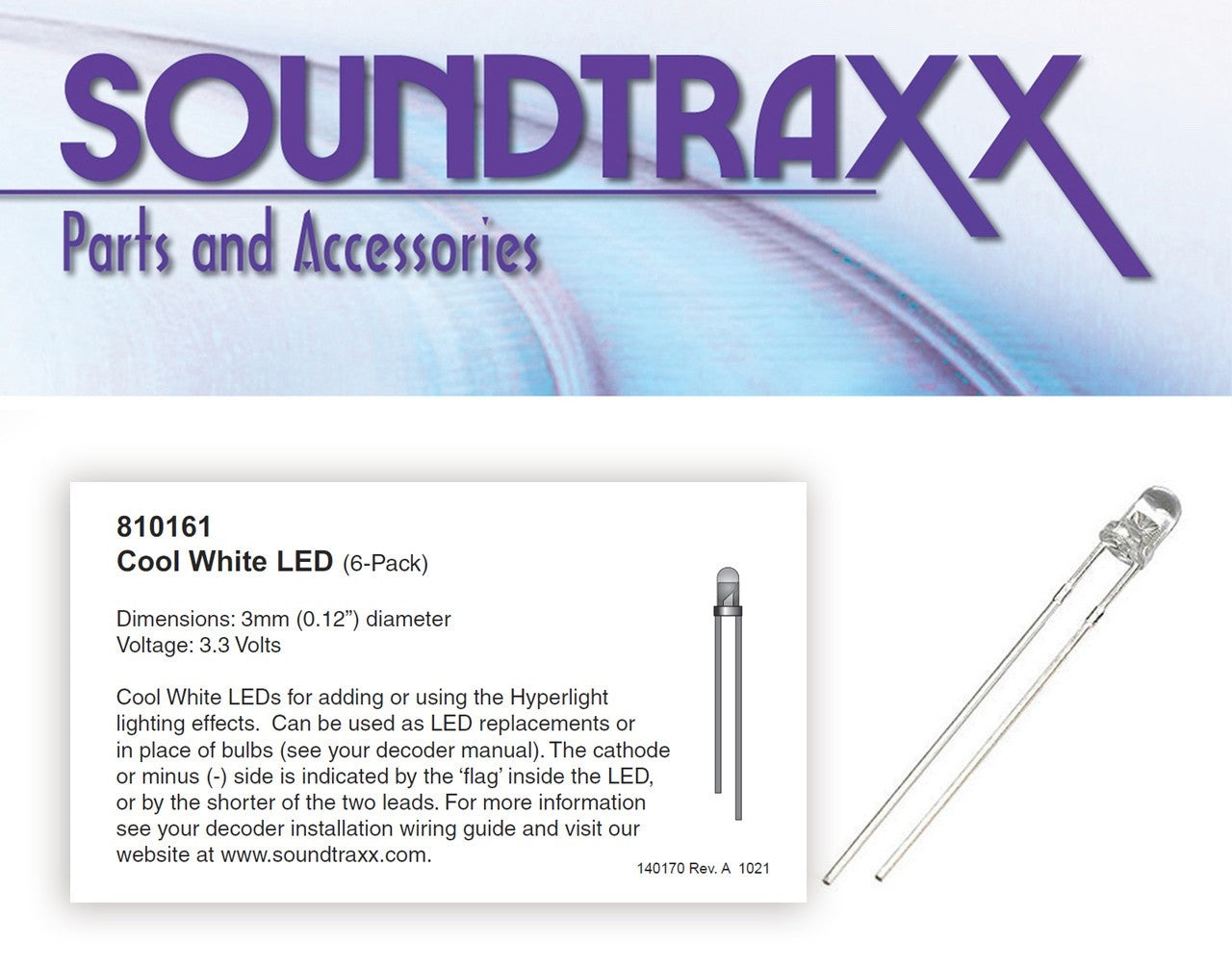 SoundTraxx 810161 3mm LED 6-Pack, Cool White