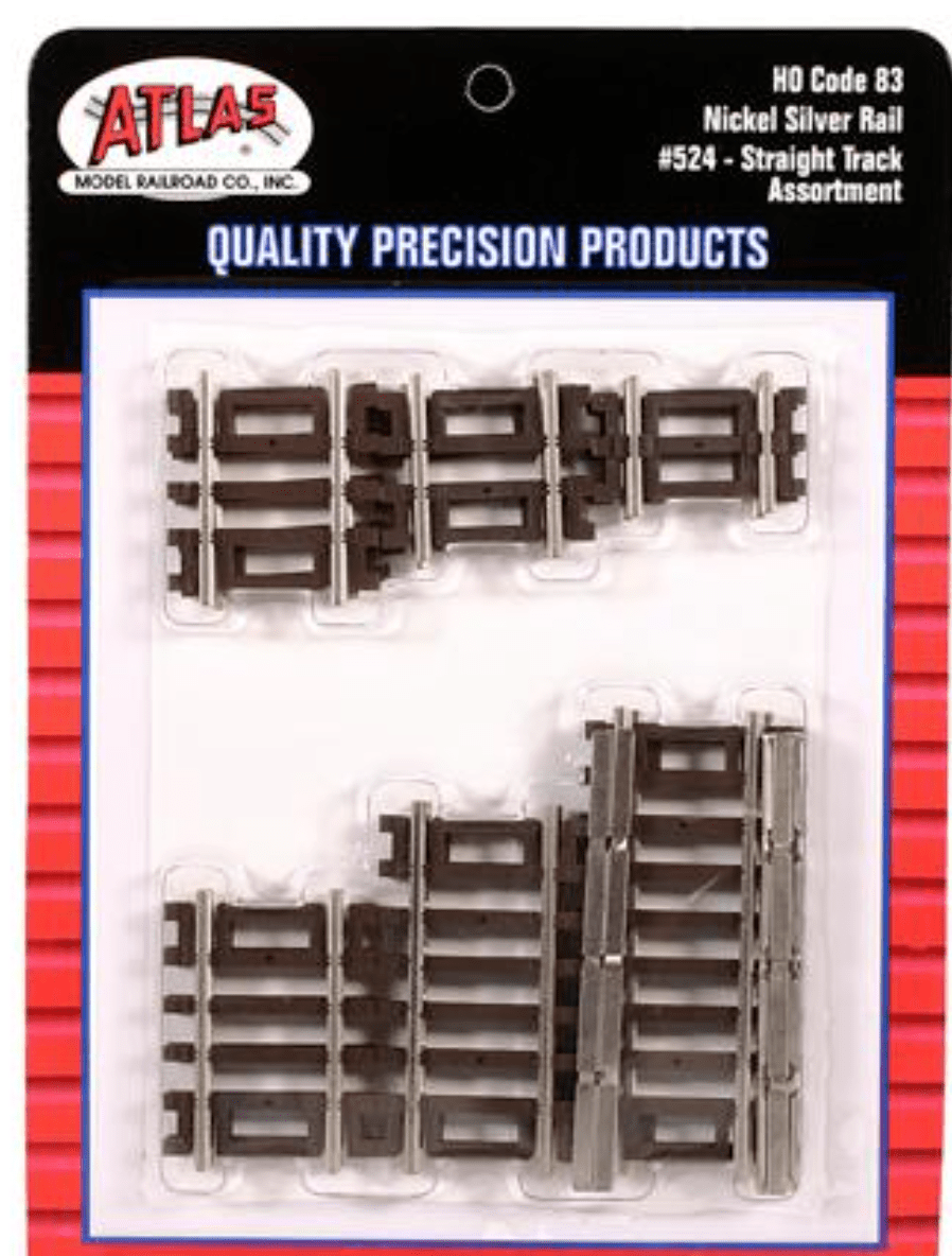 Atlas 524 HO Scale Code 83 Short Straight Track Assortment - 10pcs - Oakville Model Trains Depot
