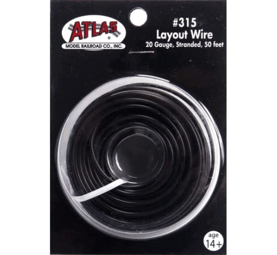 Atlas 315 20 Gauge Layout Wire 50" Long - Black
