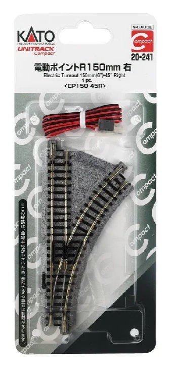 KATO 20-241 N Scale Compact Electric Turnout 150mm 45 Right - New