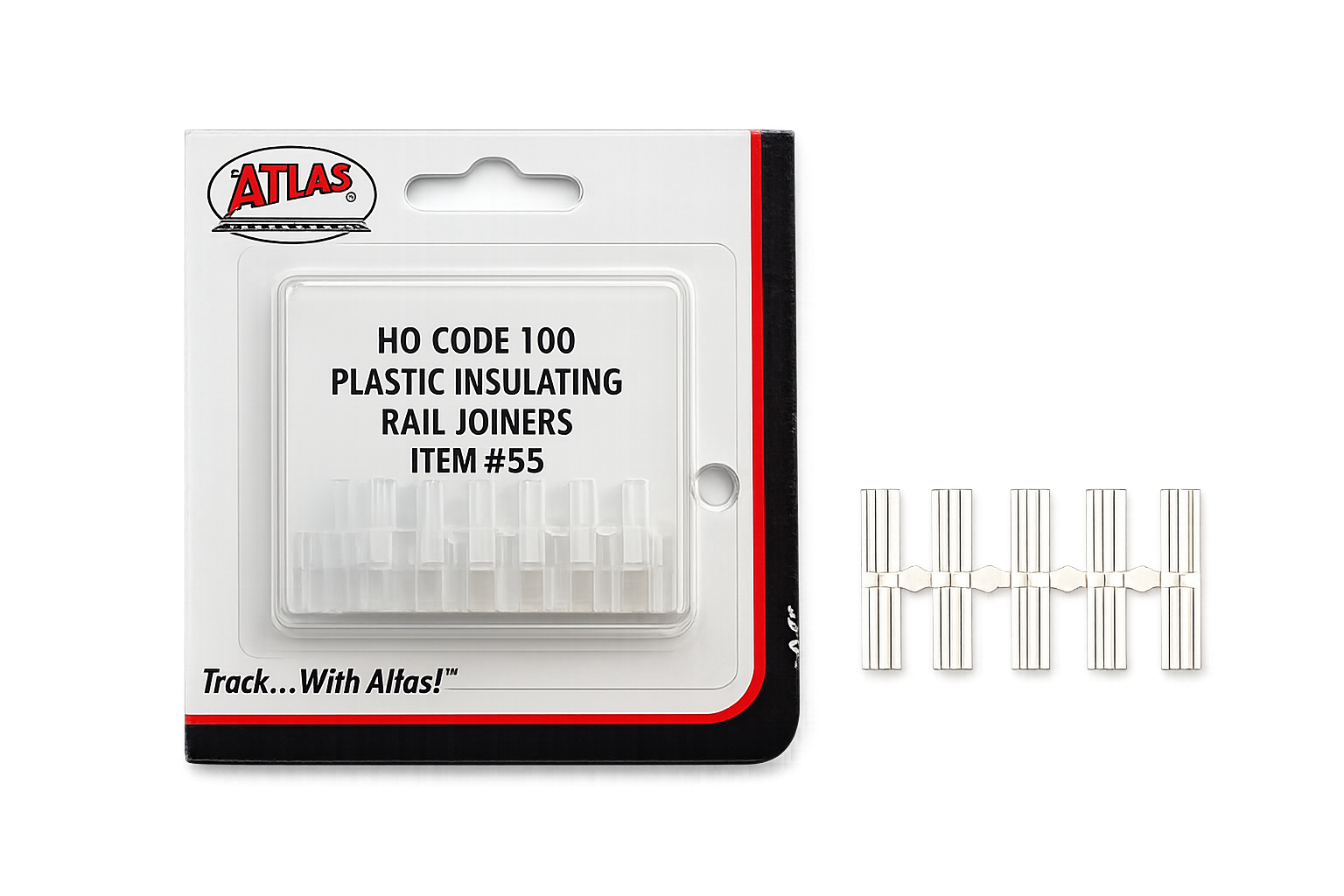 Atlas 55 HO Scale Plastic Rail Joiners - 24 pcs
