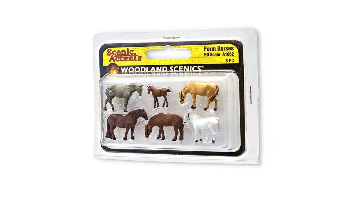 Woodland Scenics A1862 HO Scale Farm Horses - Oakville Model Trains Depot