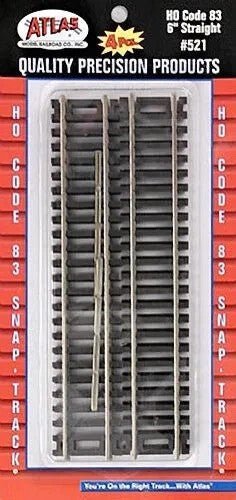 Atlas 521 HO Scale Code 83 Snap - Track 6" Straight Sections — 4 Pack - Oakville Model Trains Depot