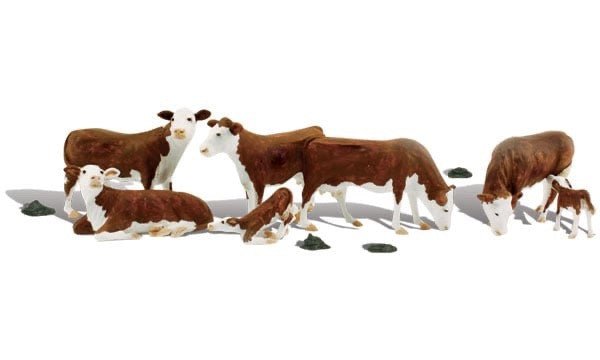 Woodland Scenics A1843 HO Scale Hereford Cows - Oakville Model Trains Depot
