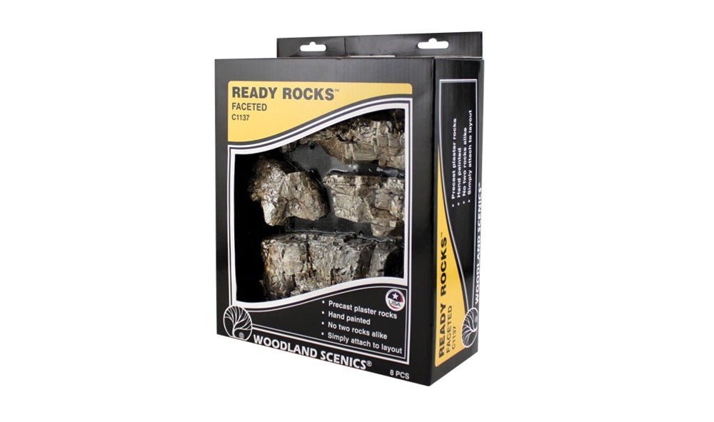 Woodland Scenics 1137 Faceted Ready Rocks 8pcs - Oakville Model Trains Depot