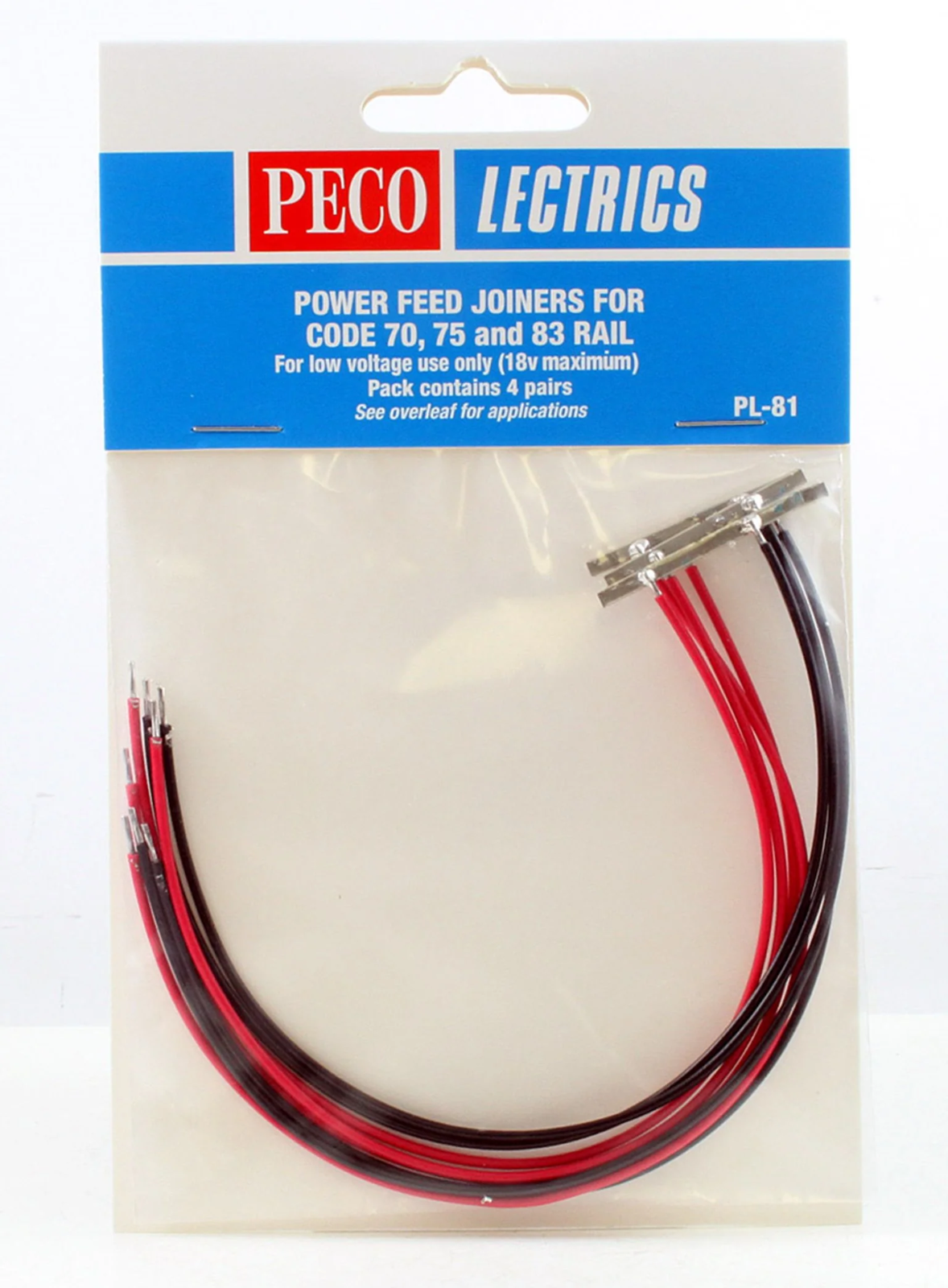 Peco PL-81 Power Feed Joiners for Code 70, 75 and 83 Rail (Pack of 8) - New