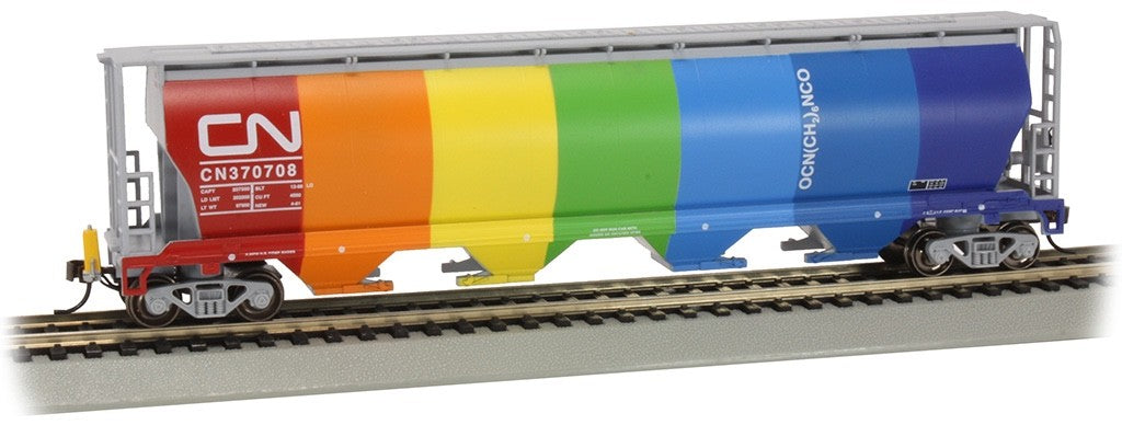 Bachmann 73805 HO Cylindrical Hopper w/End of Train Device CN Rainbow Demo - New