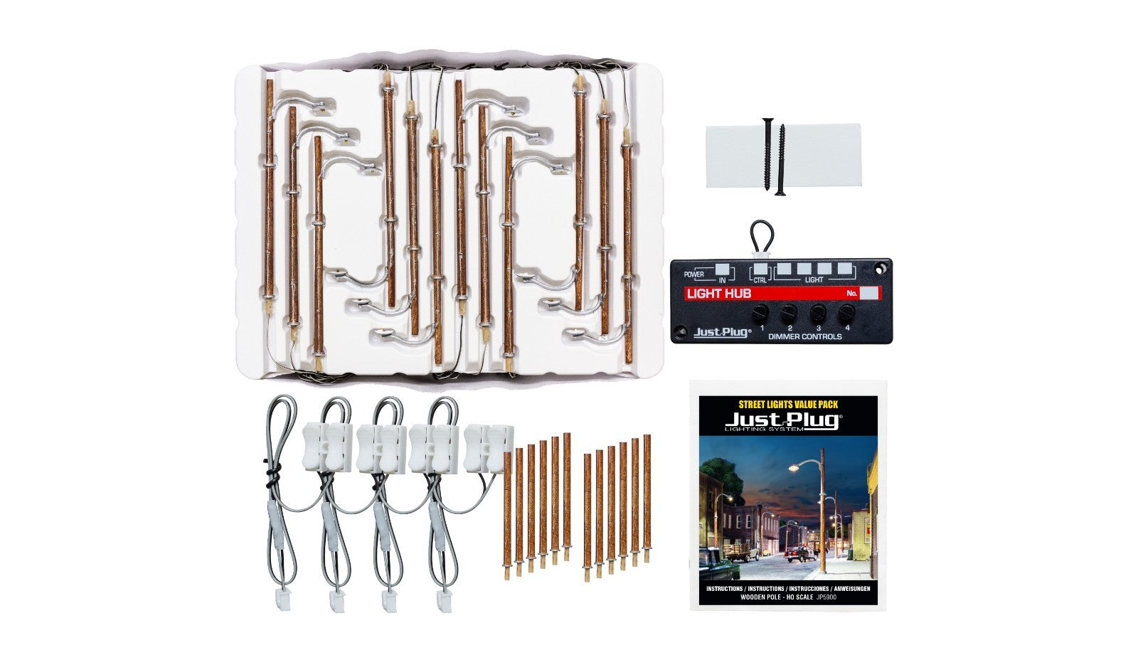 Woodland Scenics JP5900 HO Scale Wooden Pole Value Pack Just Plug - New