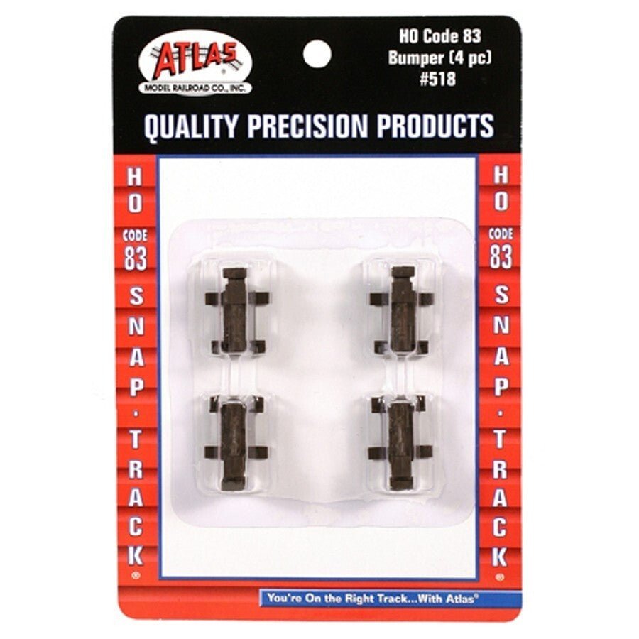 Atlas 518 HO Scale Code 83 Track Bumpers — 4 Pack - Oakville Model Trains Depot