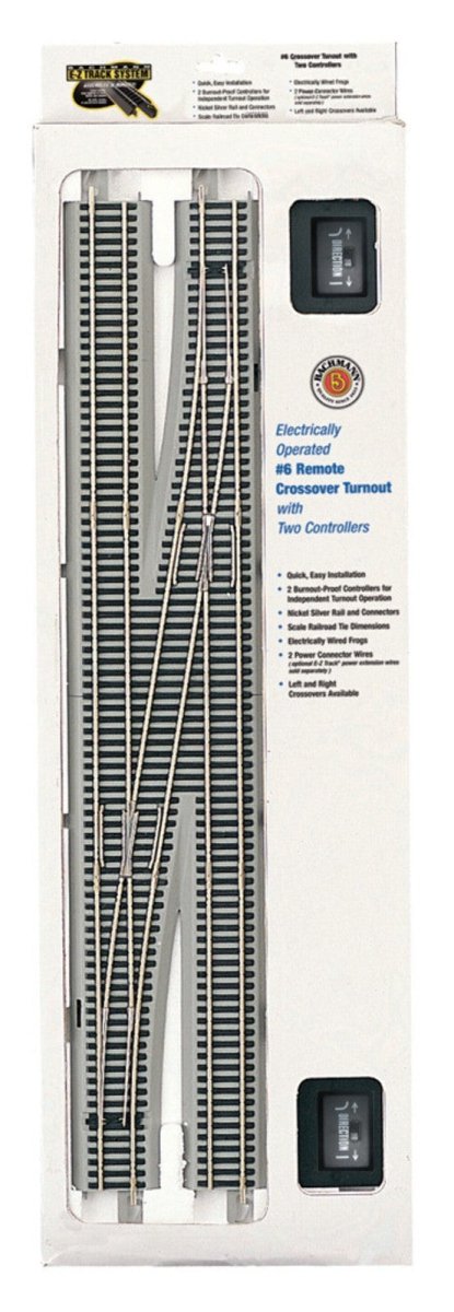 Bachmann 44576 HO Scale EZ-Track #6 RH Right Hand Crossover Remote Turnout