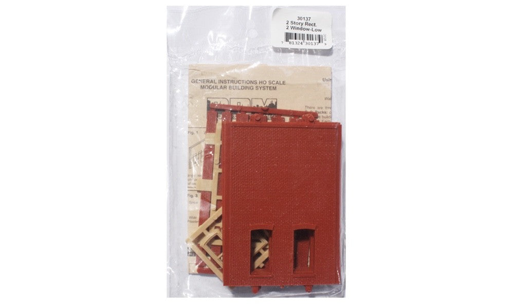 Woodland Scenics DPM 30137 HO Scale Two-Story Rectangular 2-Window Low Kit
