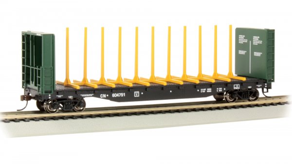 Bachmann 12902 HO Scale 52' Center-Beam Flatcar - Canadian National #604751