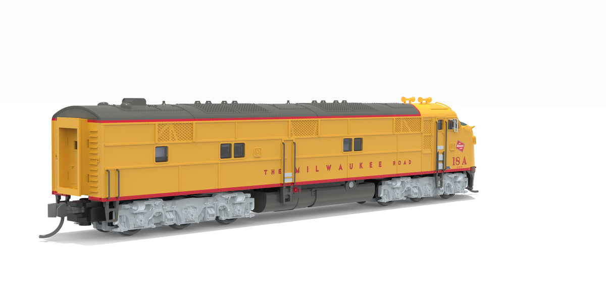 Broadway Limited Imports 10222 N EMD E7A, MILW 18A, Yellow & Gray Streamliner Scheme, No-Sound / DCC-Ready, N - view 4