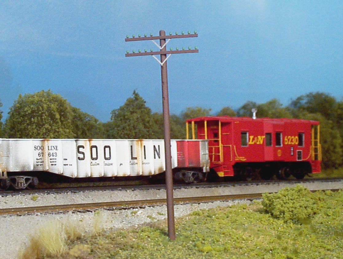 Rix Products 32 HO Scale Railroad Telephone Poles with 2 Crossarms - pkg(18)