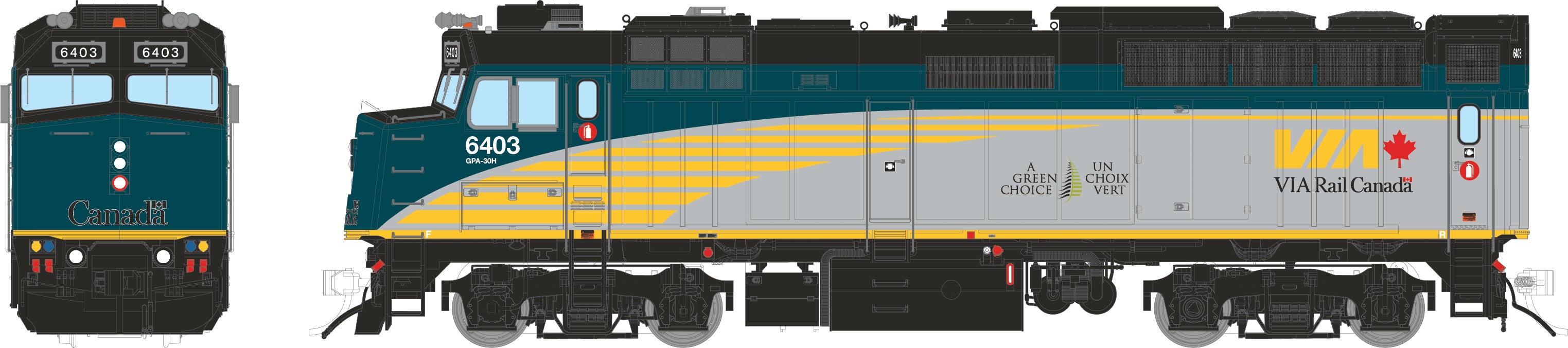 Rapido HO Rebuilt F40PH-2D (DC/DCC/Sound): VIA Rail - Renaissance: #6455