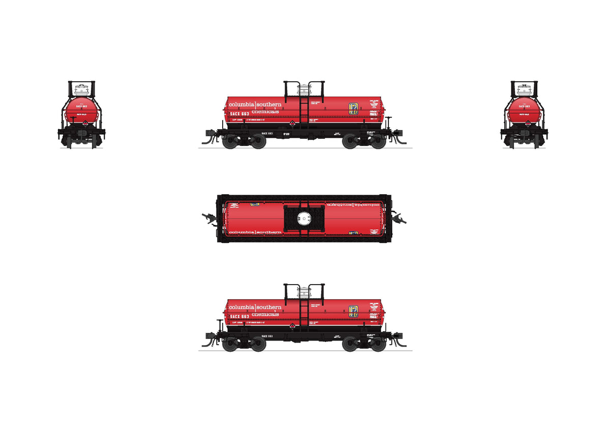 Broadway Limited Imports 10351 HO 6000 Gallon Tank, Columbia Southern, Red w/ PPG Logo, 2-pack (SACX #655, SACX #656) - view 2