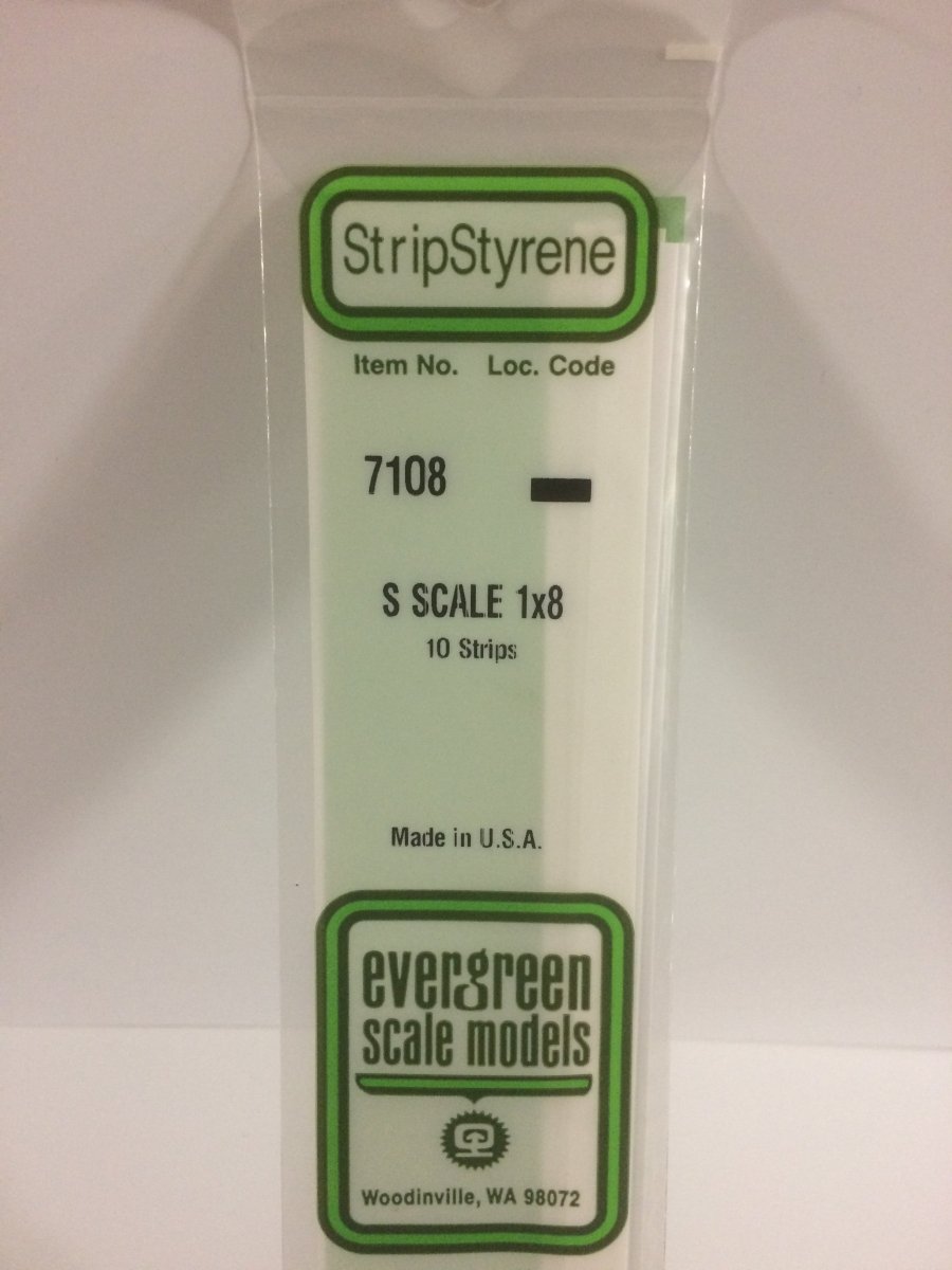 Evergreen 7108 .015" X .125" Opaque White Polystyrene S Scale Strips ( 1 X 8 ) (10 pcs) - Oakville Model Trains Depot