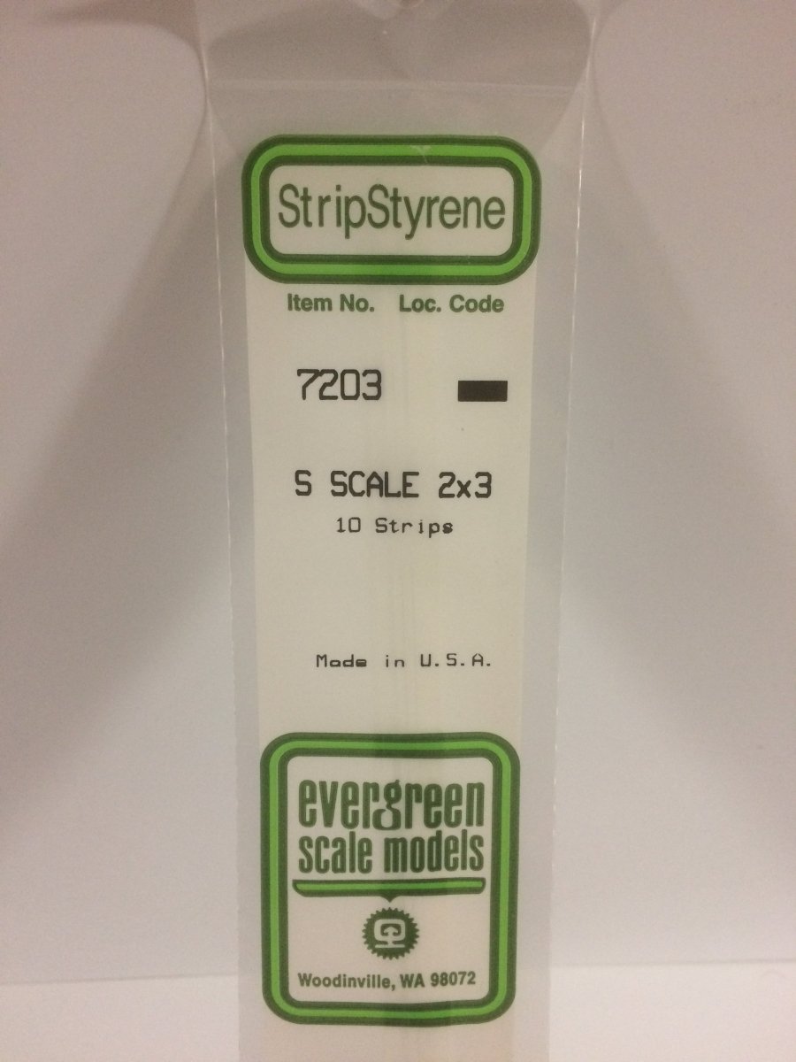 Evergreen 7203 .030" X .047" Opaque White Polystyrene S Scale Strips ( 2 X 3 ) (10 pcs) - Oakville Model Trains Depot