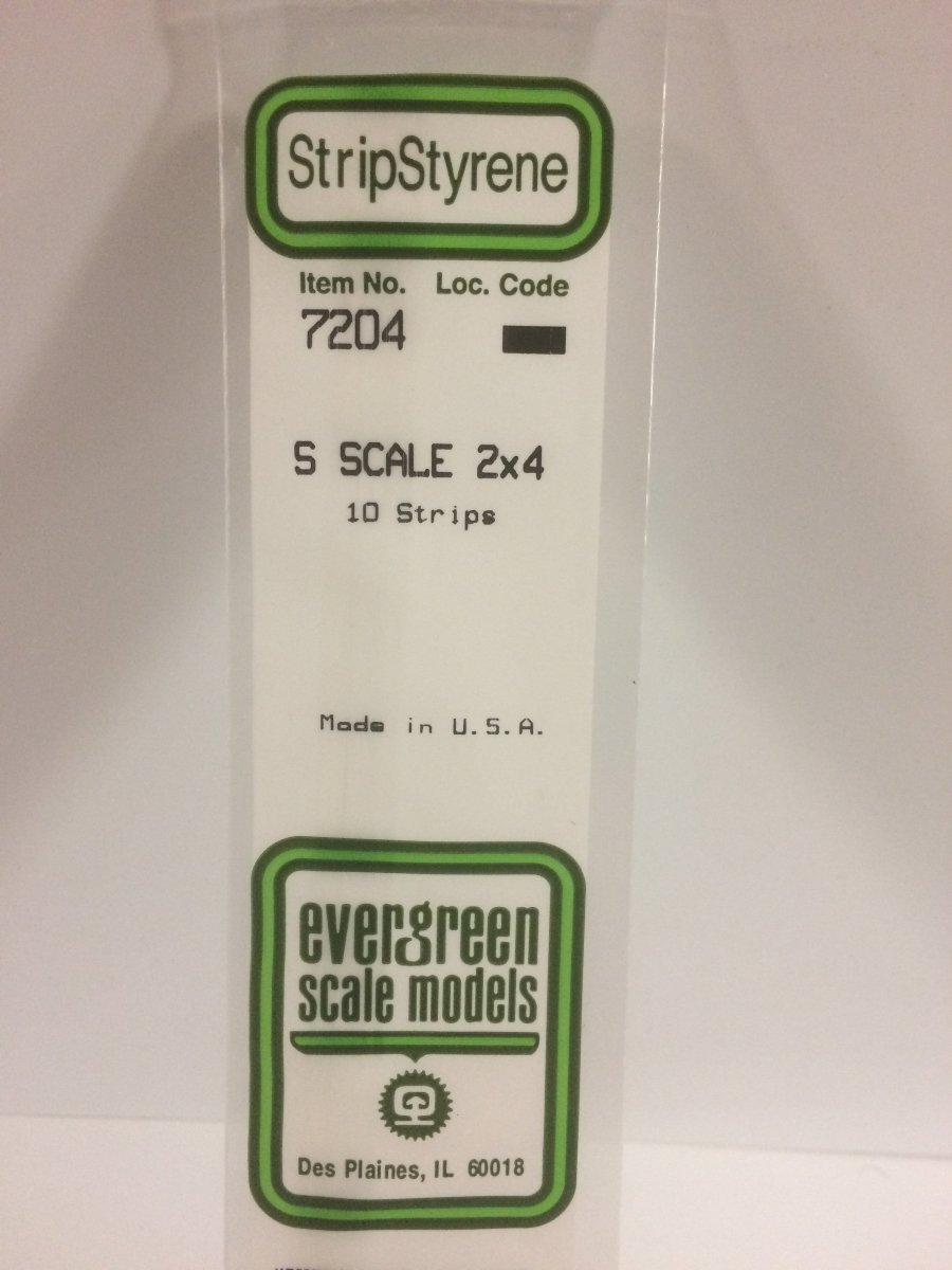 Evergreen 7204 .030" X .062" Opaque White Polystyrene S Scale Strips (2 X 4) (10 pcs) - Oakville Model Trains Depot