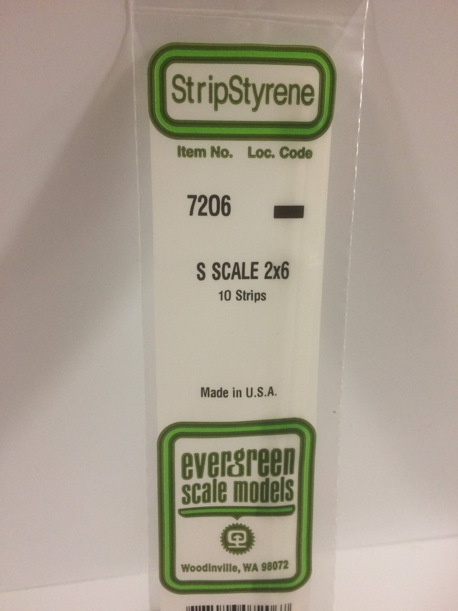 Evergreen 7206 .030" X .093" Opaque White Polystyrene S Scale Strips (2 X 6) (10 pcs) - Oakville Model Trains Depot