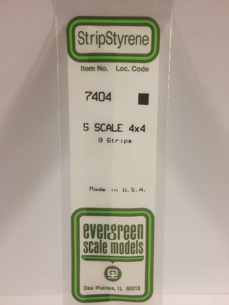 Evergreen 7404 .062" X .062" Opaque White Polystyrene S Scale Strips (4x4) (9 pcs) - Oakville Model Trains Depot