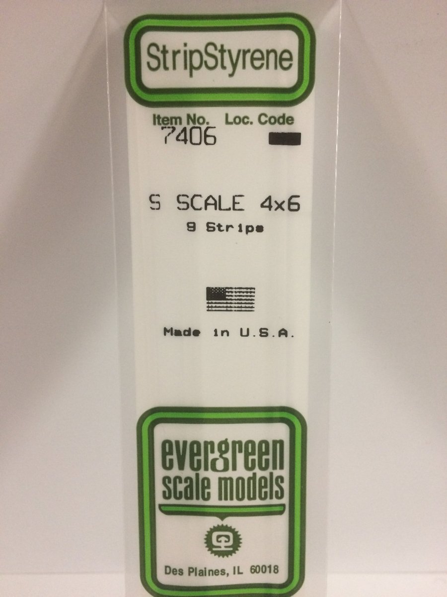 Evergreen 7406 .062" X .093" Opaque White Polystyrene S Scale Strips (4x6) (9 pcs) - Oakville Model Trains Depot