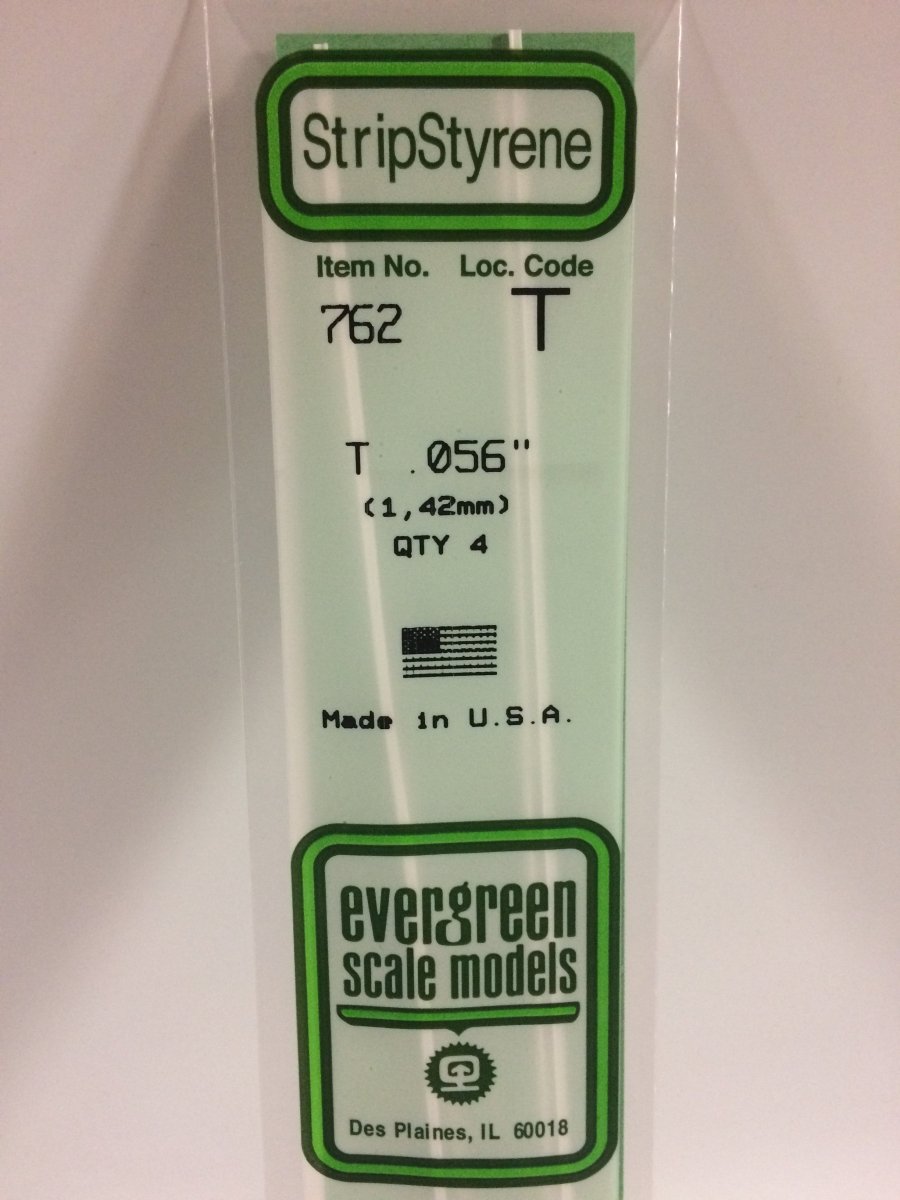 Evergreen 762 .056" (1.42mm) Opaque White Polystyrene T - Shape (4 pcs) - Oakville Model Trains Depot