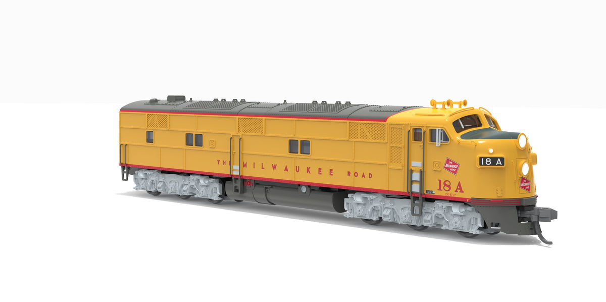 Broadway Limited Imports 10220 N EMD E7A, MILW 18A, Yellow & Gray Streamliner Scheme, Paragon4 Sound/DC/DCC, N - view 3
